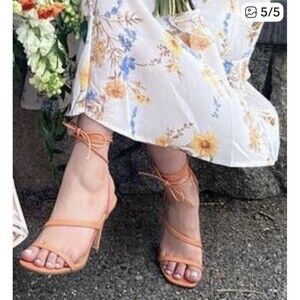 City Classified Women’s Orange Lace Up High Heels Sandals Size 7.5